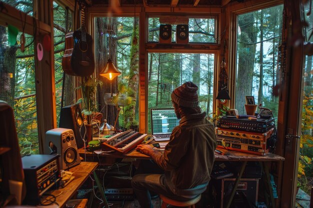 A man sitting at a desk in front of a window