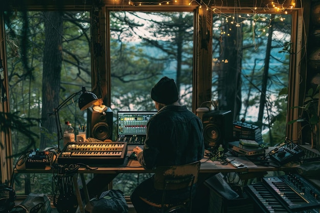 A man sitting at a desk in front of a window