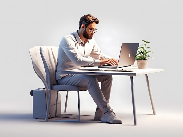 A man sitting at a desk with a laptop