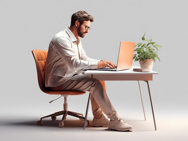 A man sitting at a desk with a laptop