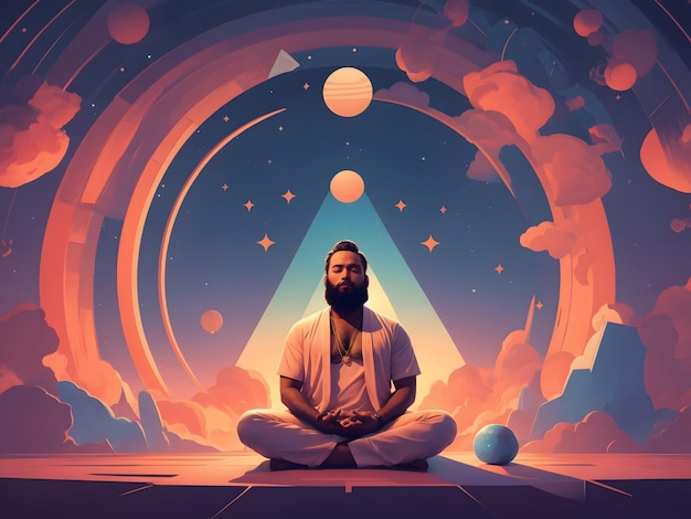 A man sitting in the middle of a meditation pose