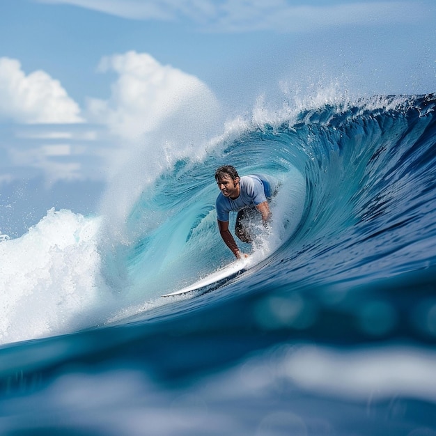 A man skillfully navigating a small wave on a surfboard