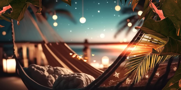 A man sleeping in a hammock with a palm tree in the background