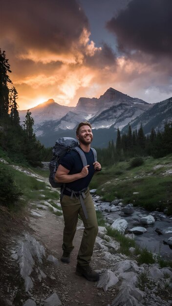 Man Smiling During Hike