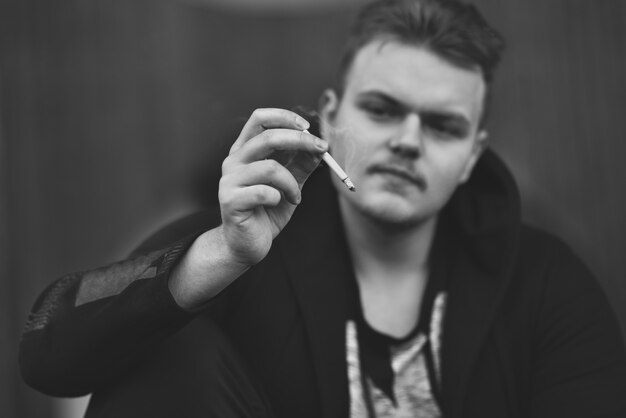 Man smoking cigarette, Close up of an smoking cigarette