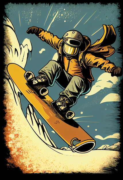 A man on a snowboard with a helmet on