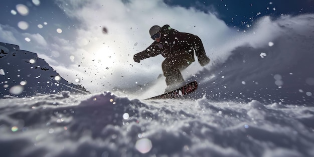 Man Snowboarding on Wave Incredible Capture of Balance and Adventure