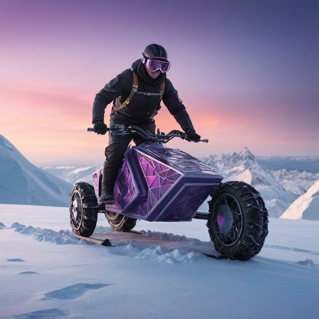 a man on a snowmobile is wearing a helmet and goggles