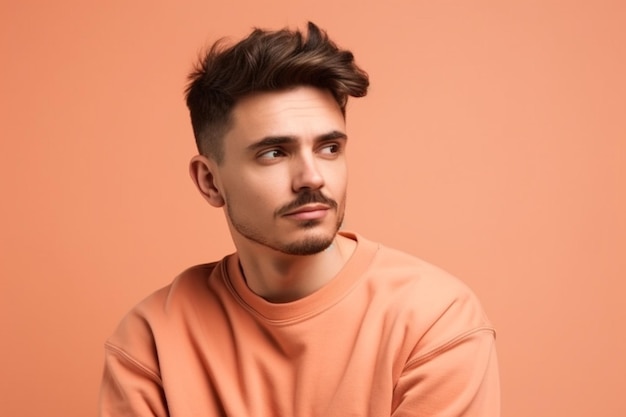 a man on solid color background with Pout face expression