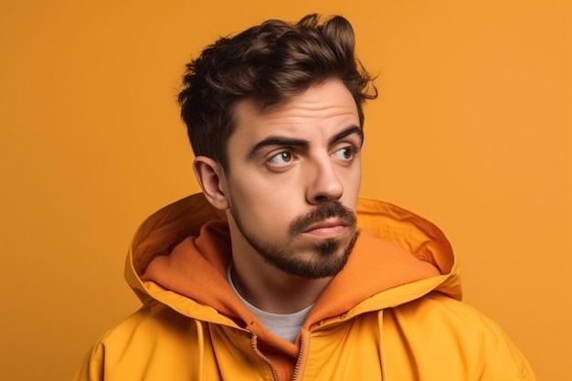 a man on solid color background with Pout face expression