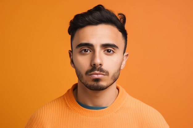 a man on solid color background with Pout face expression