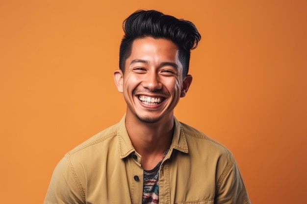 a man on solid color background with Smile face expression