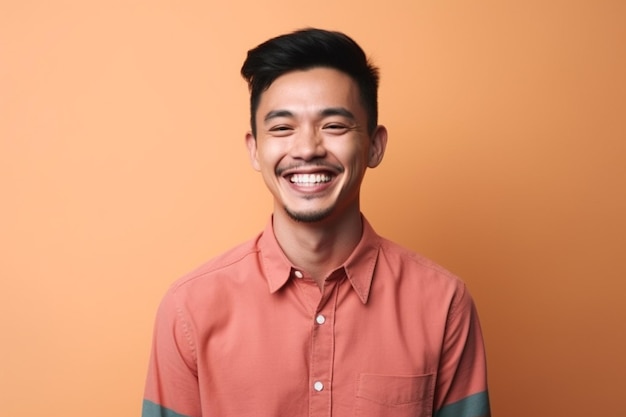 a man on solid color background with Smile face expression