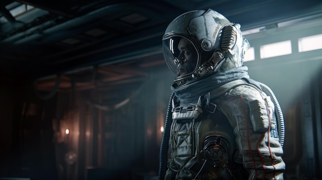 man in a space suit aboard a spaceship