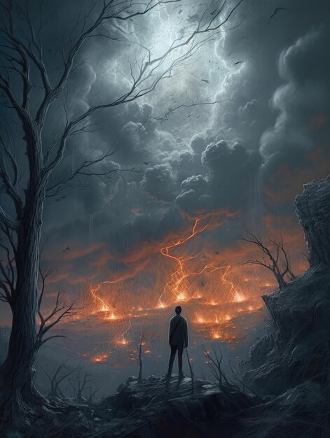 man sry meteor epic dark fantasy illustration magic the gethering horror creepy painting atmospheric