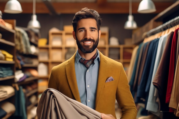 A man stand on clothes store