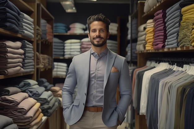 A man stand in clothes store