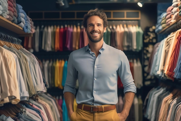 A man stand in clothes store