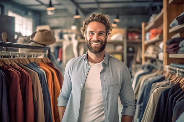 A man stand in clothes store