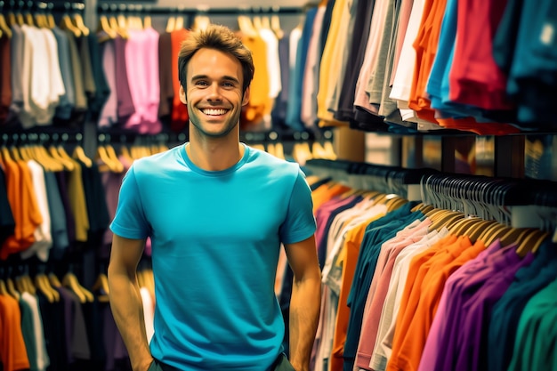 A man stand in clothes store