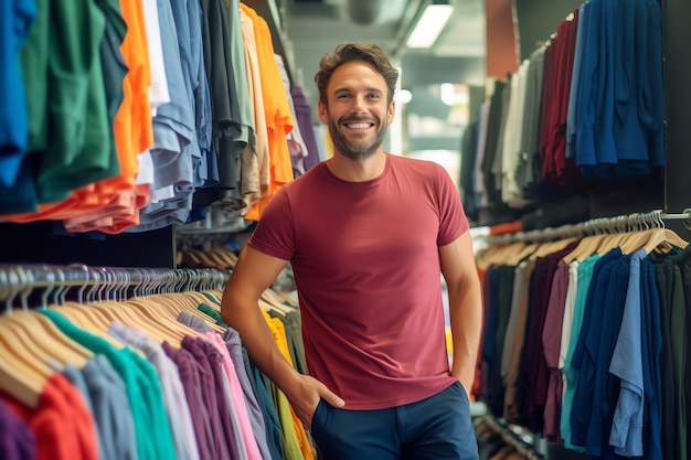 A man stand in clothes store