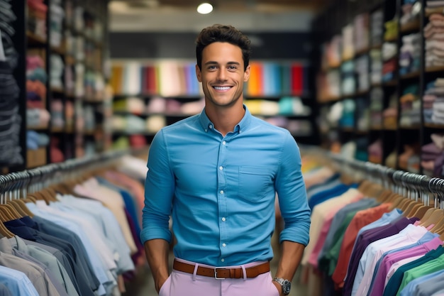 A man stand in clothes store