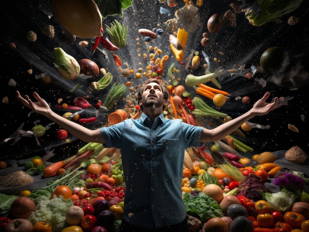 Man Standing in Front of Fresh Produce