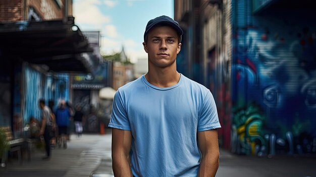 Man Standing in Front of Graffiti Covered Wall