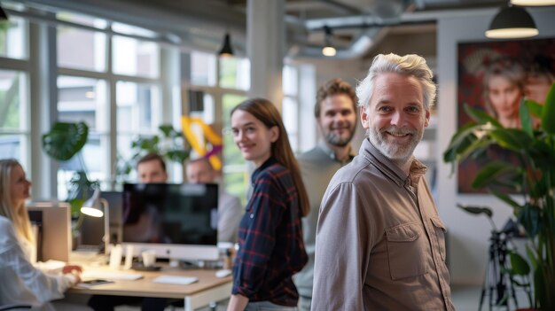 Photo a man standing in front of a group of people