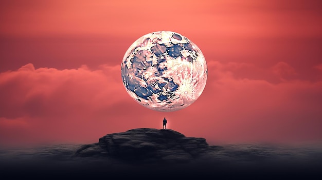 a man standing on a rock and looking at the world