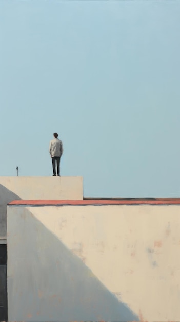 Photo man standing on rooftop architecture outdoors wall