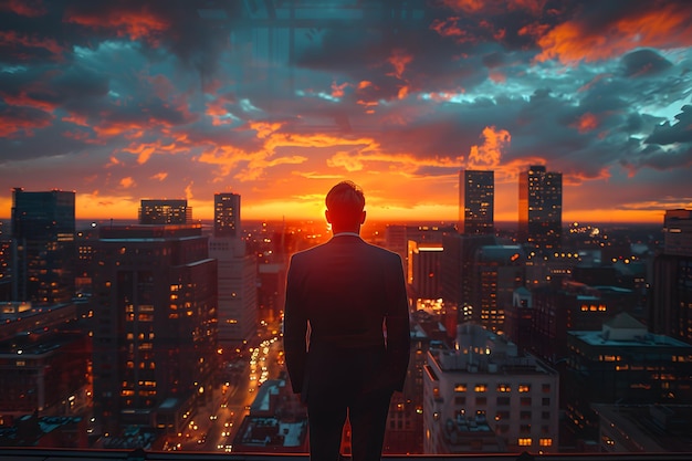 Man Standing on Top of Tall Building