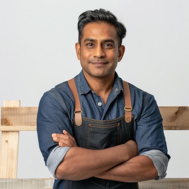 Man Standing With Arms Crossed in Front of Bench