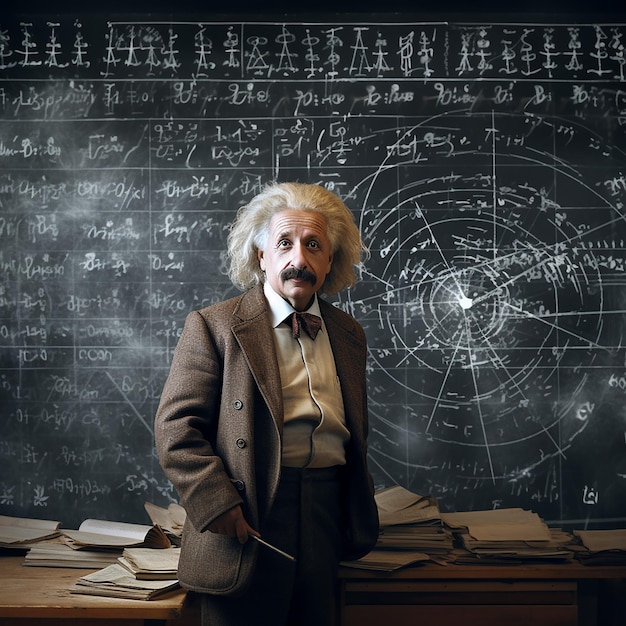 a man stands in front of a blackboard with the words quot scientific quot on it