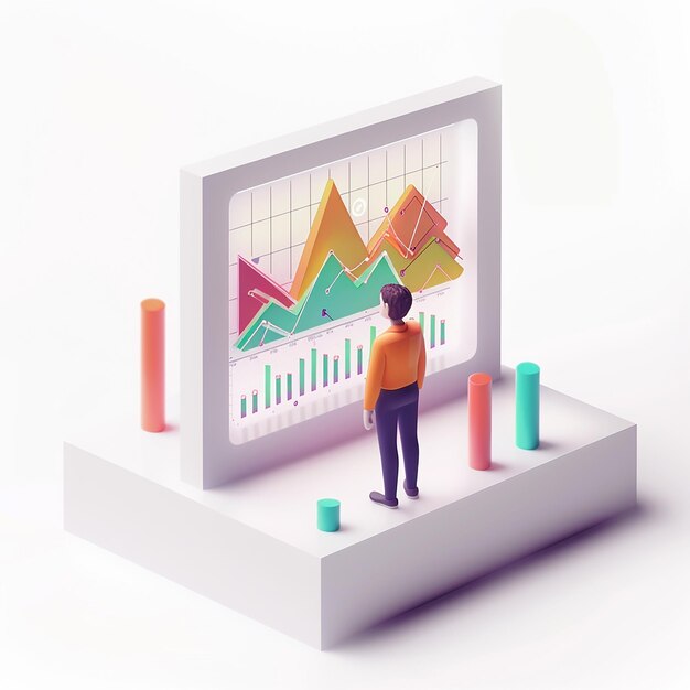 Photo a man stands in front of a chart that says graph