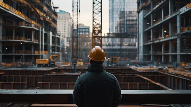 a man stands in front of a construction site