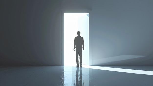 a man stands in front of a door that says quot he is standing in a doorway quot