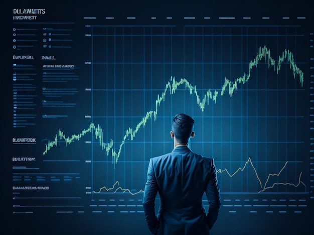 A man stands in front of a graph that says graph.