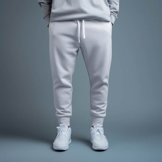 Photo a man stands in front of a gray background with a white shirt that says adidas