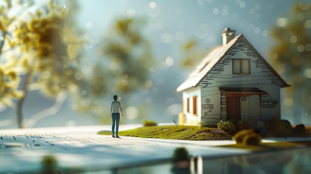 a man stands in front of a house that says quot the house quot