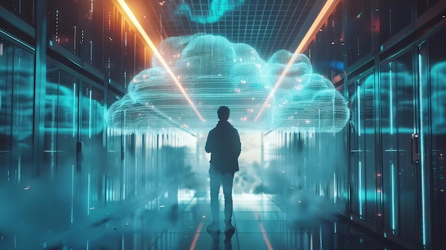 a man stands in front of a wall of clouds with a man standing in front of him