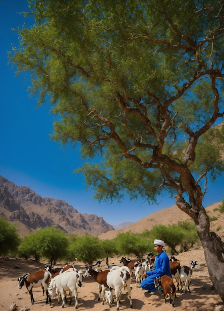 a man stands under a tree with the word no on it