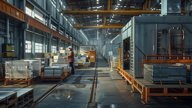 a man stands in a warehouse with a sign that says  metro  on it