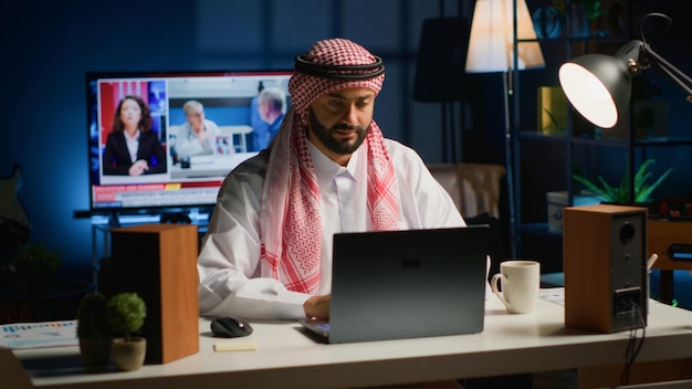 Man starting his day working from home