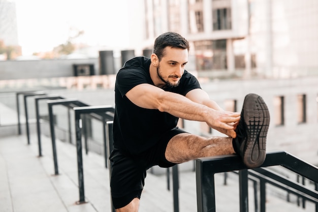 Man stretching back before morning activity