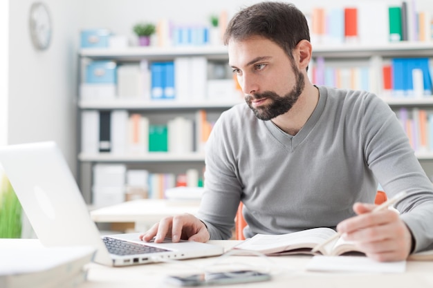 Man studying in the office