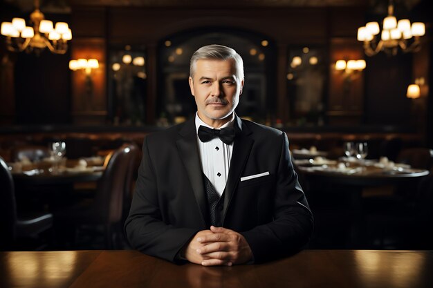 A man in a suit and bow tie posing for a picture suitable for business and formal events