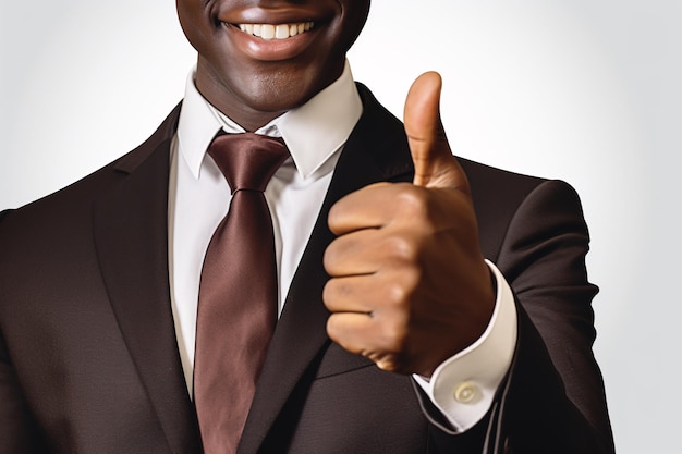 a man in a suit giving a thumbs up