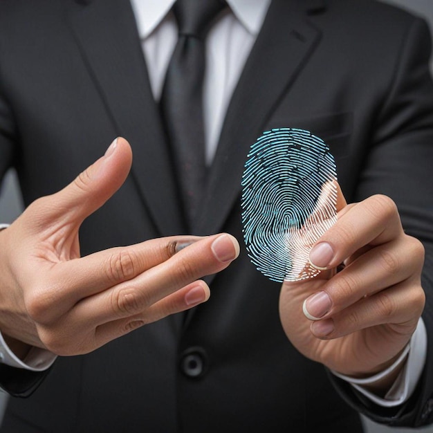 Photo a man in a suit holds a piece of paper with a pen in his hand