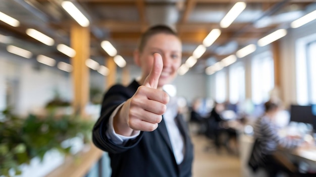 a man in a suit points to the sky and gives a thumbs up sign